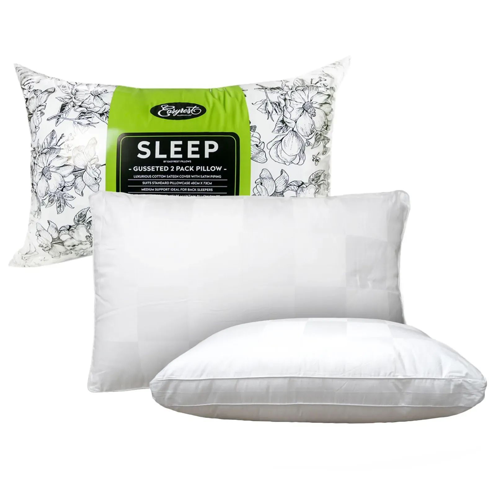Easyrest Sleep Twin Pack Gusseted Medium Standard Pillows Easyrest Sleep Twin Pack Gusseted Medium Standard Pillows