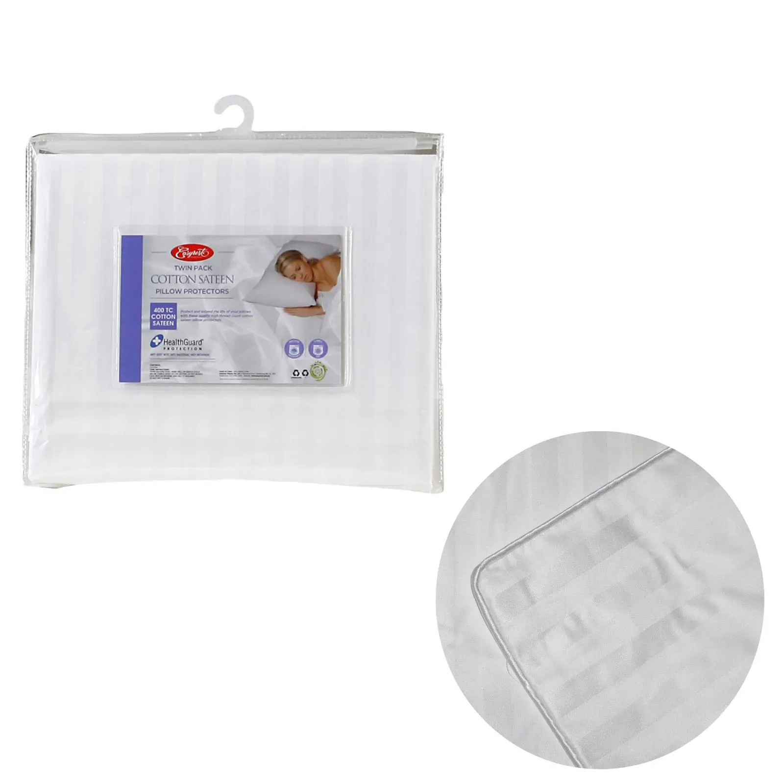 Easyrest 400TC Cotton Sateen Twin Pack Standard Pillow Protectors Easyrest 400TC Cotton Sateen Twin Pack Standard Pillow Protectors