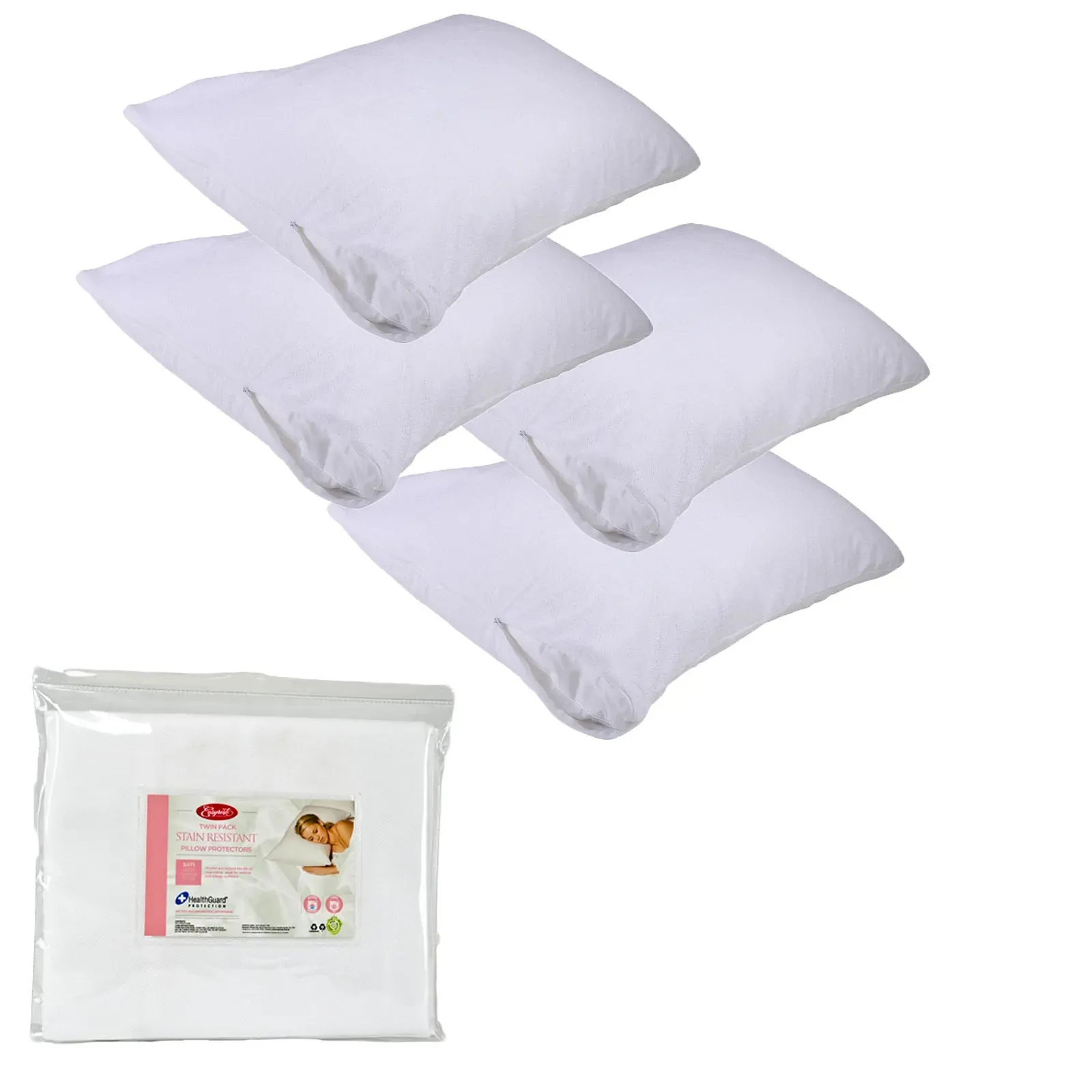 Easyrest Stain Resistant Standard Pillow Protectors 4 Pack Easyrest Stain Resistant Standard Pillow Protectors 4 Pack