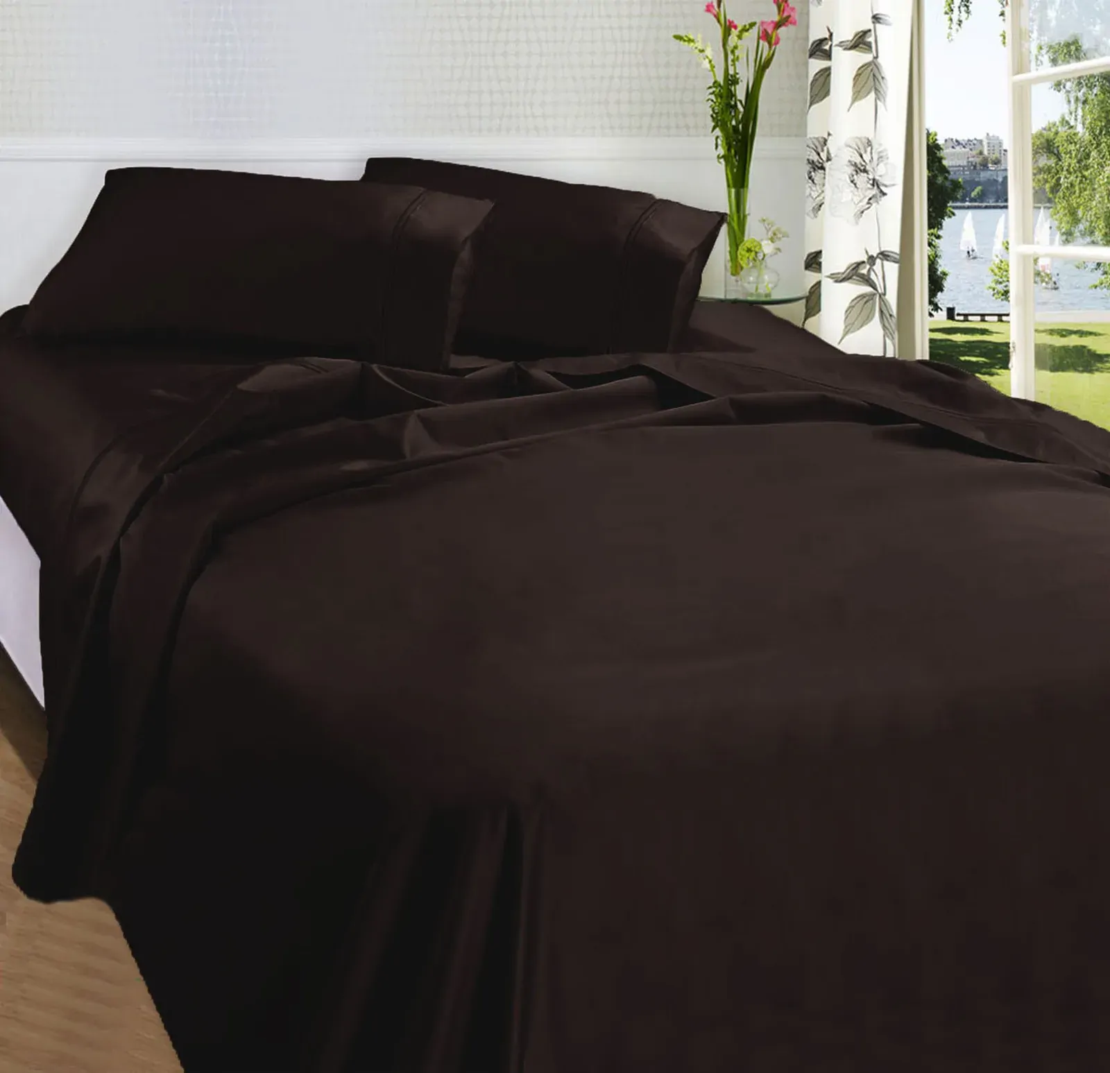 Fieldcrest 875TC Egyptian Cotton Sateen Sheet Set Chocolate Queen Fieldcrest 875TC Egyptian Cotton Sateen Sheet Set Chocolate Queen