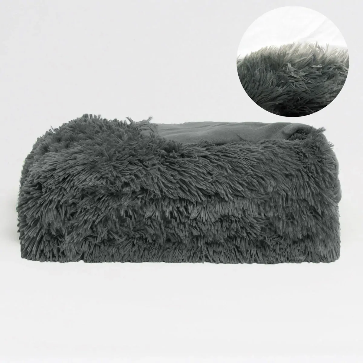 Hotel Living Long Hair Faux Fur Throw Rug Grey Hotel Living Long Hair Faux Fur Throw Rug Grey