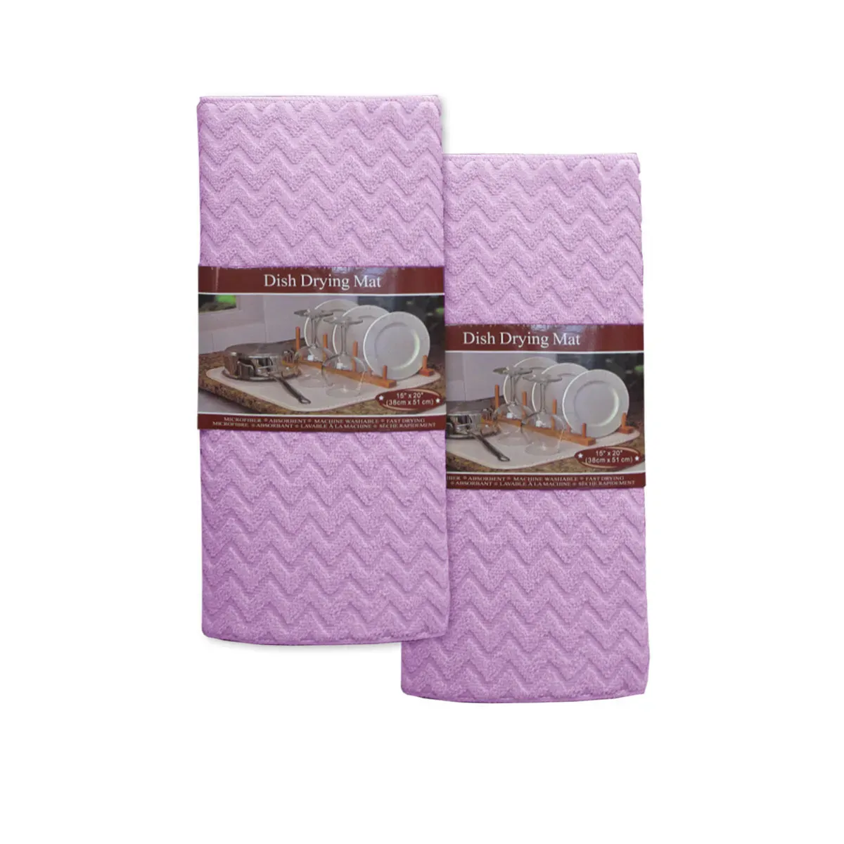 Set of 2 Microfibre Chevron Dish Drying Mats Lilac Set of 2 Microfibre Chevron Dish Drying Mats Lilac