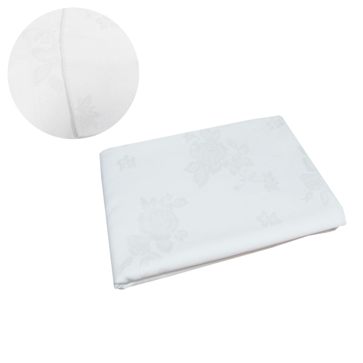 Damask Jacquard Polyester Tablecloth 180cm Round Rosie White Damask Jacquard Polyester Tablecloth 180cm Round Rosie White