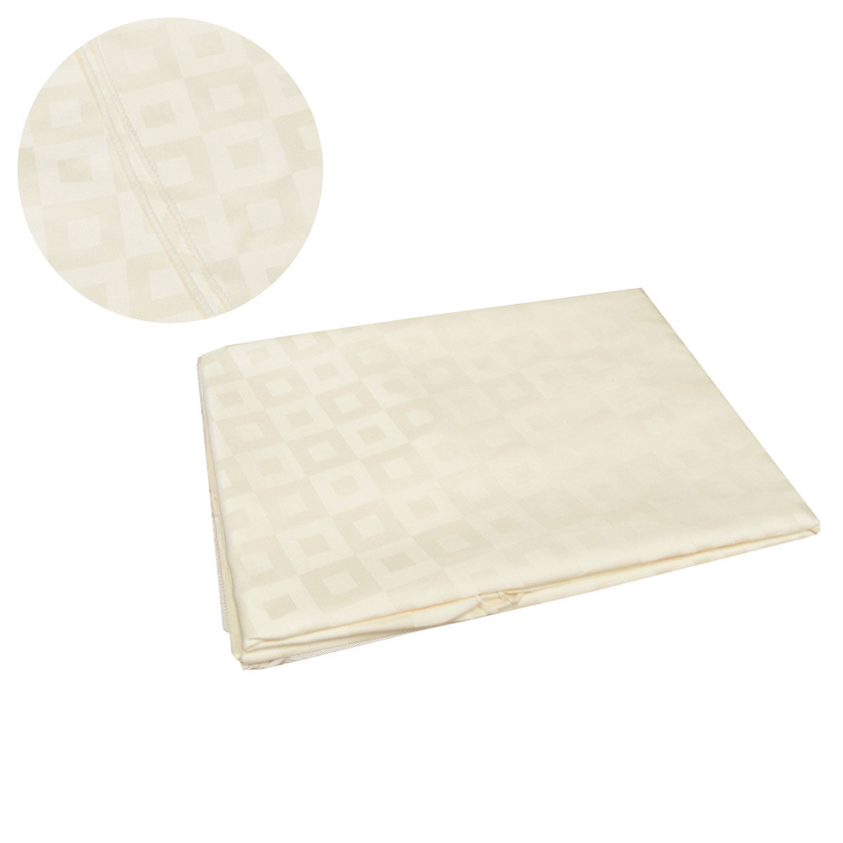 Damask Jacquard Polyester Tablecloth 180cm Round Squares Cream Damask Jacquard Polyester Tablecloth 180cm Round Squares Cream