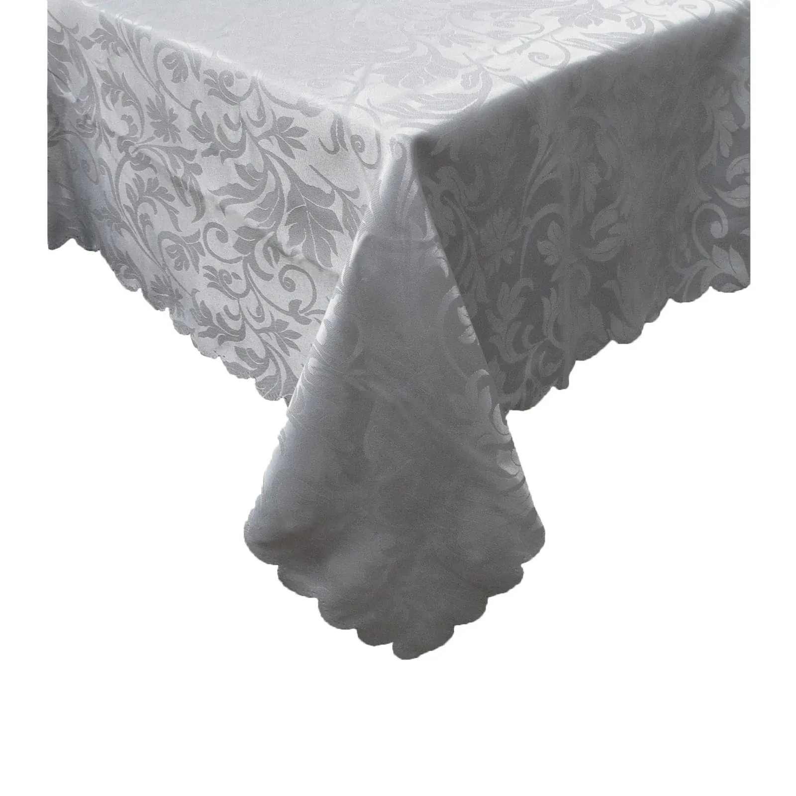 Jacquard Pattern Table Cloth Leaves Grey 180cm Round Jacquard Pattern Table Cloth Leaves Grey 180cm Round