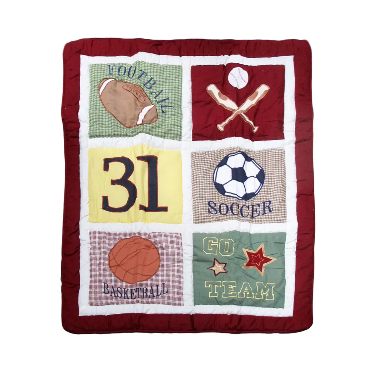 Sports Embroidered Nursery Baby Blanket/Coverlet 91 x 114 cm Sports Embroidered Nursery Baby Blanket/Coverlet 91 x 114 cm