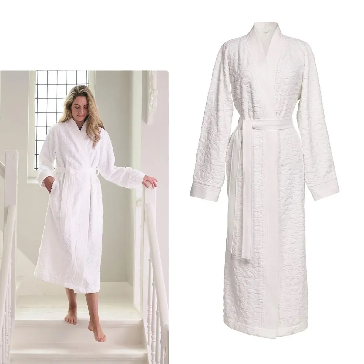 PIP Studio Mosaic de Pip White Cotton Bathrobe XX-Large PIP Studio Mosaic de Pip White Cotton Bathrobe XX-Large