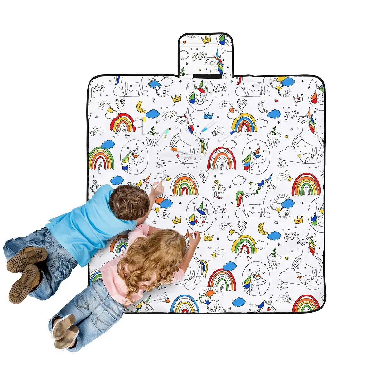 Happy Kids Dream Big Colour Me In Picnic Blanket 125 x 125 cm Happy Kids Dream Big Colour Me In Picnic Blanket 125 x 125 cm