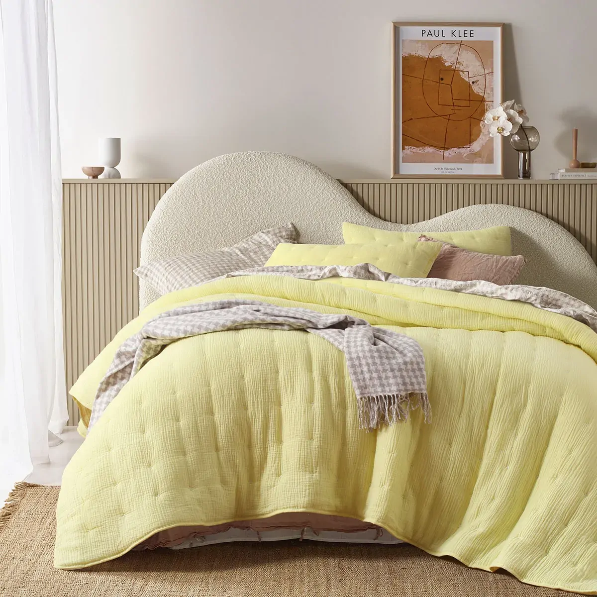 Vintage Design Homewares 3 Piece Hugo Cotton Gauze Quilted Comforter Set Butter King Vintage Design Homewares 3 Piece Hugo Cotton Gauze Quilted Comforter Set Butter King