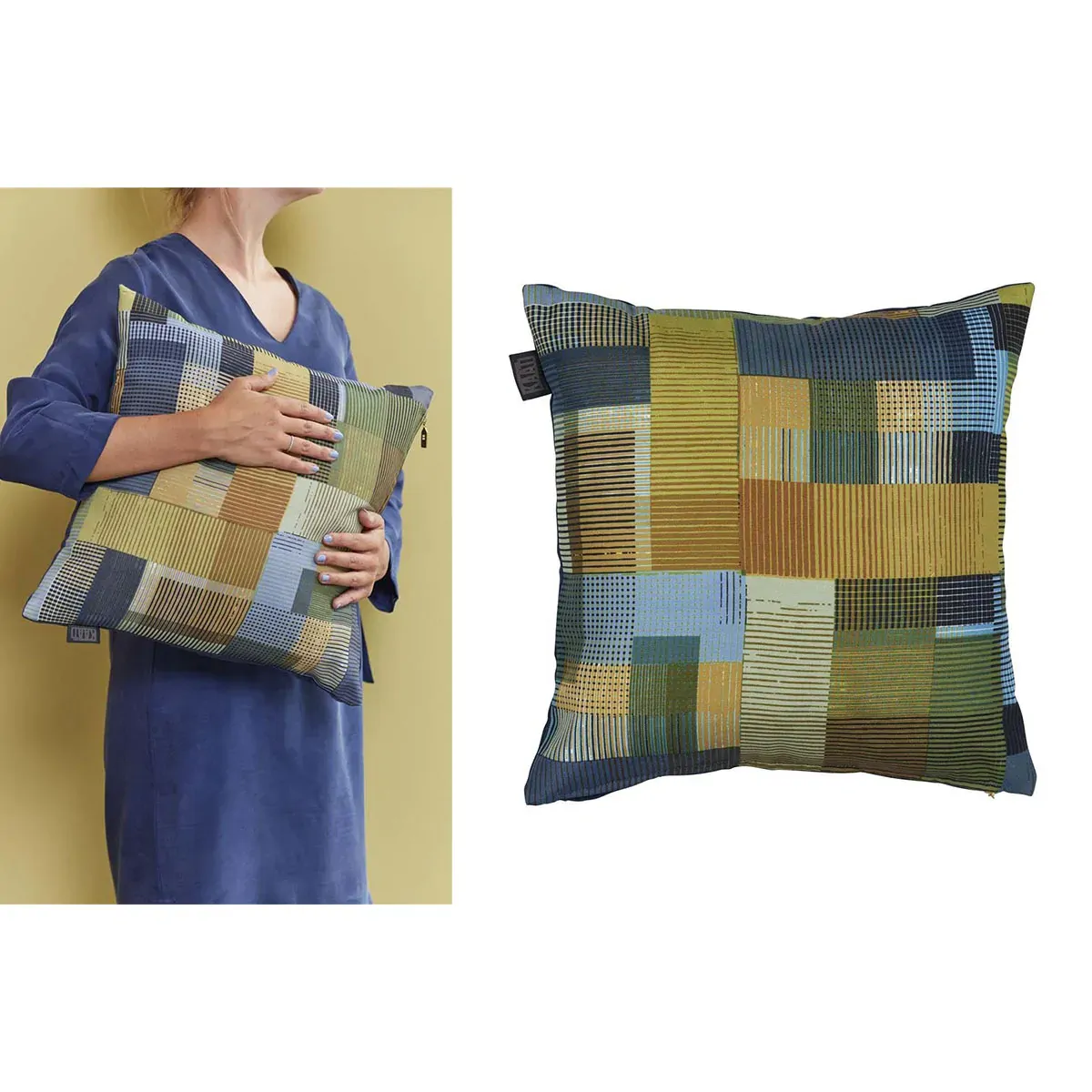 Bedding House Alvi Blue Green Square Filled Cushion 43cm x 43cm Bedding House Alvi Blue Green Square Filled Cushion 43cm x 43cm