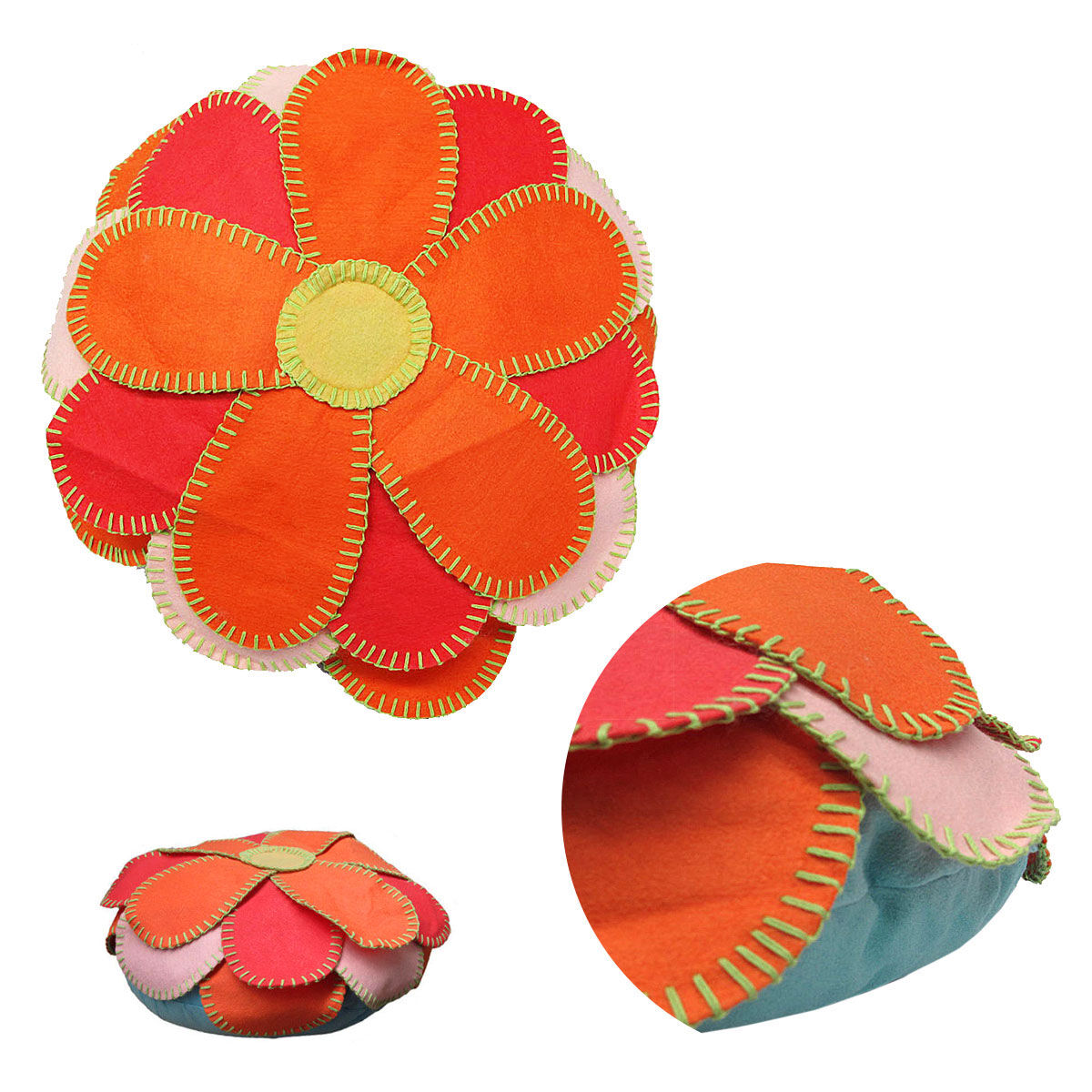 Girls Georgia Flower Applique Round Filled Cushion 40 cm Diameter Girls Georgia Flower Applique Round Filled Cushion 40 cm Diameter