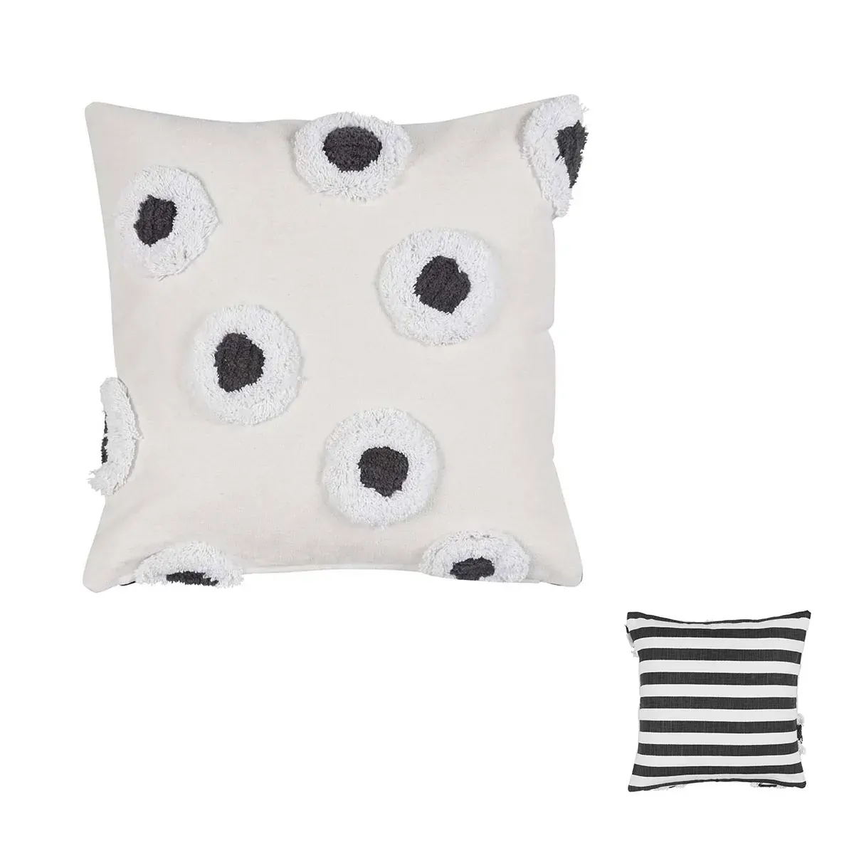 VTWonen Stripe and Eye Natural Square Filled Cushion 50cm x 50cm VTWonen Stripe and Eye Natural Square Filled Cushion 50cm x 50cm