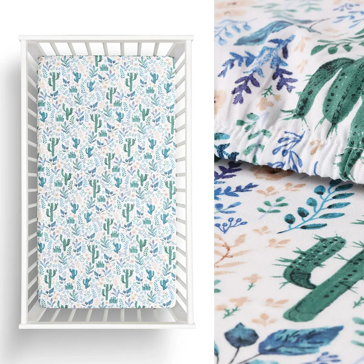 Little Gem Cactus Cotton Cot Fitted Sheet Little Gem Cactus Cotton Cot Fitted Sheet