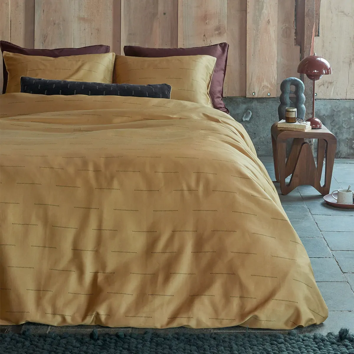 Blurred Lines Yellow Cotton Sateen Quilt Cover Set King Blurred Lines Yellow Cotton Sateen Quilt Cover Set King