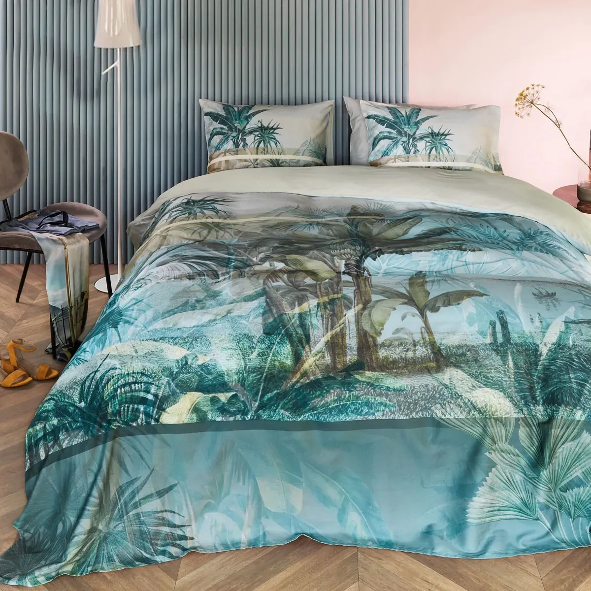 Canopy Blue Green Cotton Sateen Quilt Cover Set King Canopy Blue Green Cotton Sateen Quilt Cover Set King