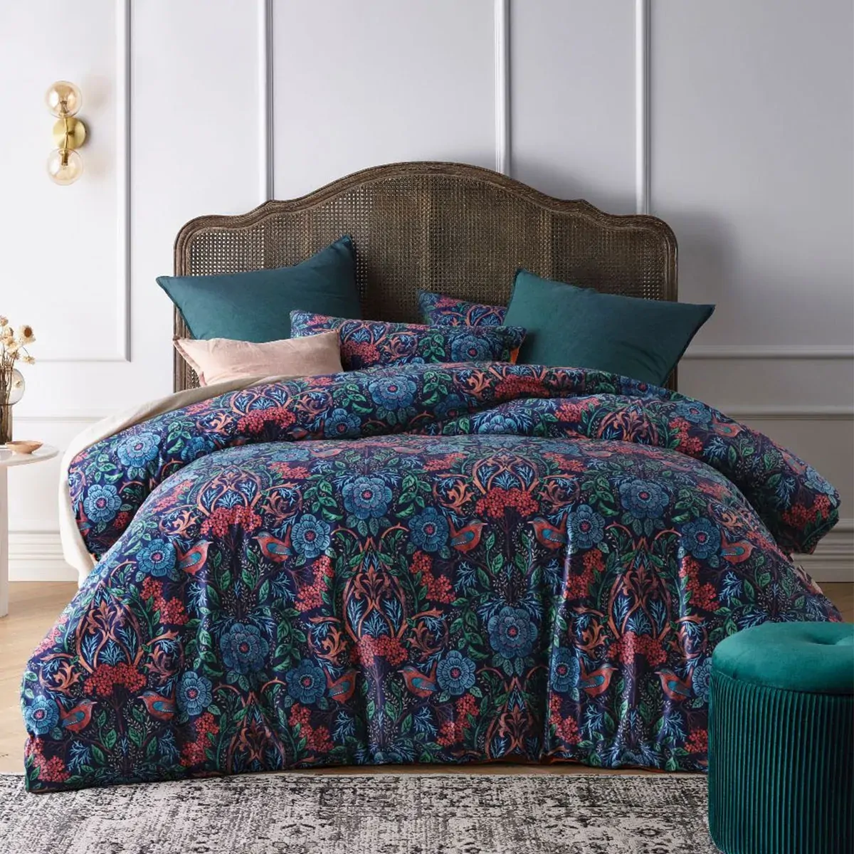 Vintage Design Homewares Canterbury Printed Velvet Quilt Cover Set King Vintage Design Homewares Canterbury Printed Velvet Quilt Cover Set King
