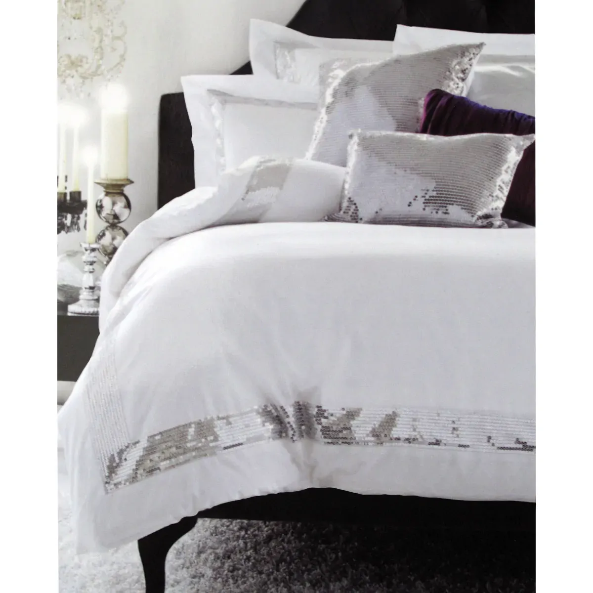 Accessorize Sequins White Cotton Quilt Cover Set Single Accessorize Sequins White Cotton Quilt Cover Set Single