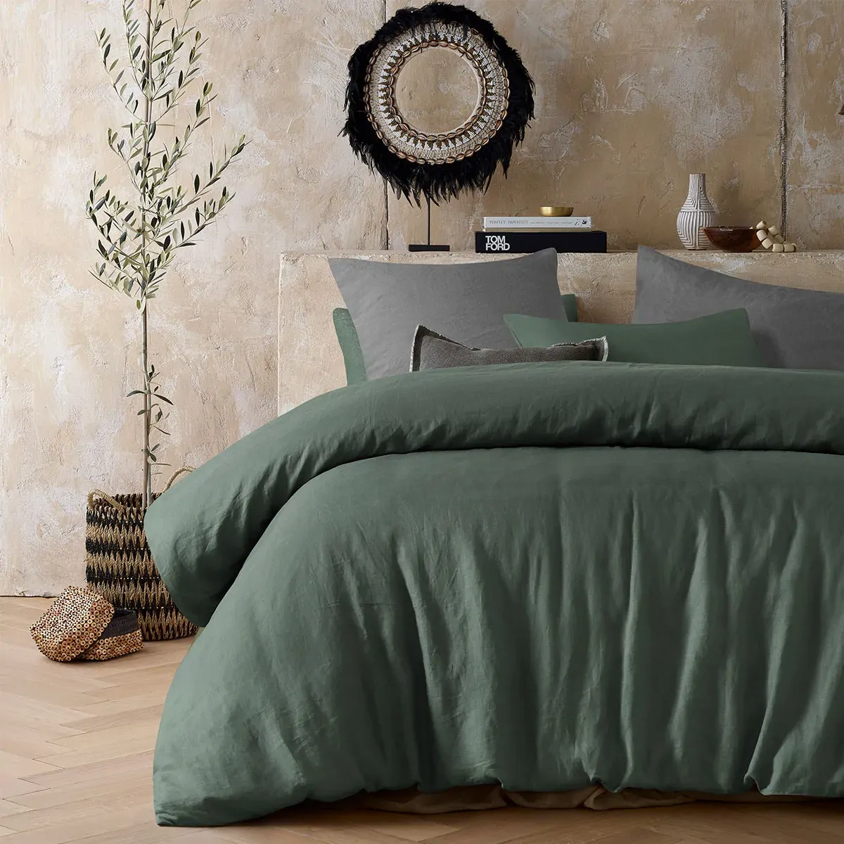 Vintage Design Homewares Sea Green 100% Hemp Quilt Cover Set King Vintage Design Homewares Sea Green 100% Hemp Quilt Cover Set King
