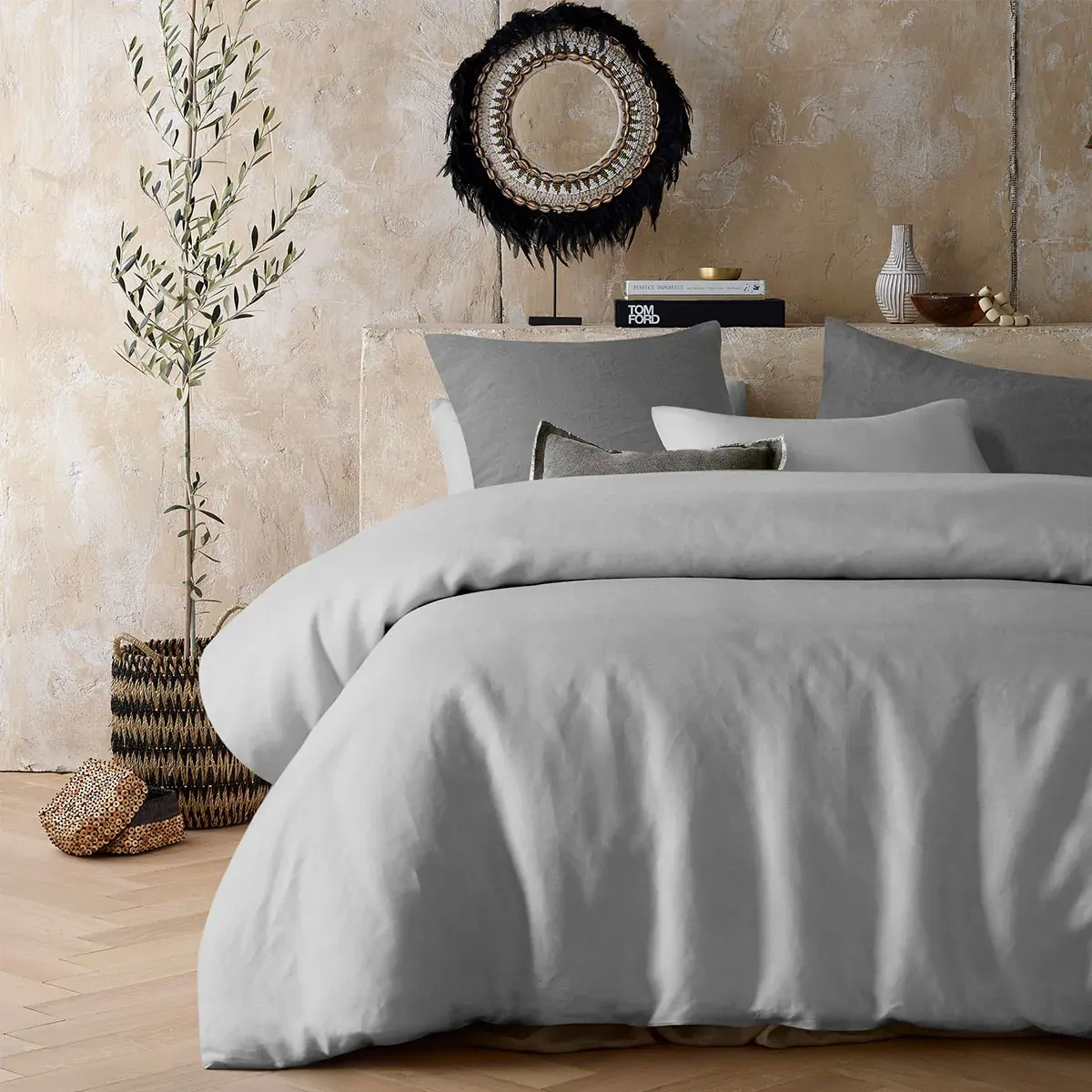 Vintage Design Homewares Silver 100% Hemp Quilt Cover Set King Vintage Design Homewares Silver 100% Hemp Quilt Cover Set King