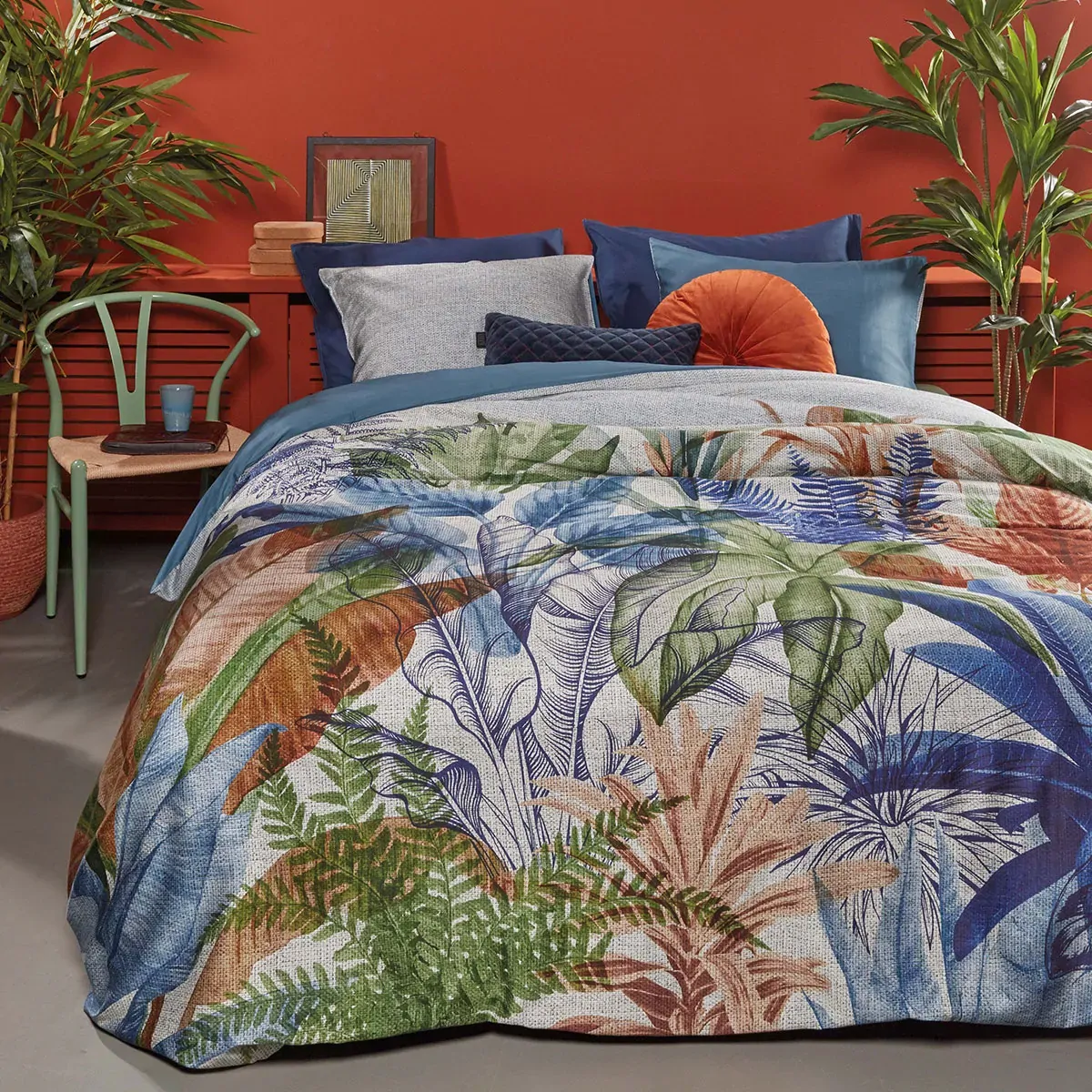 Isla Blue Cotton Sateen Quilt Cover Set King Isla Blue Cotton Sateen Quilt Cover Set King