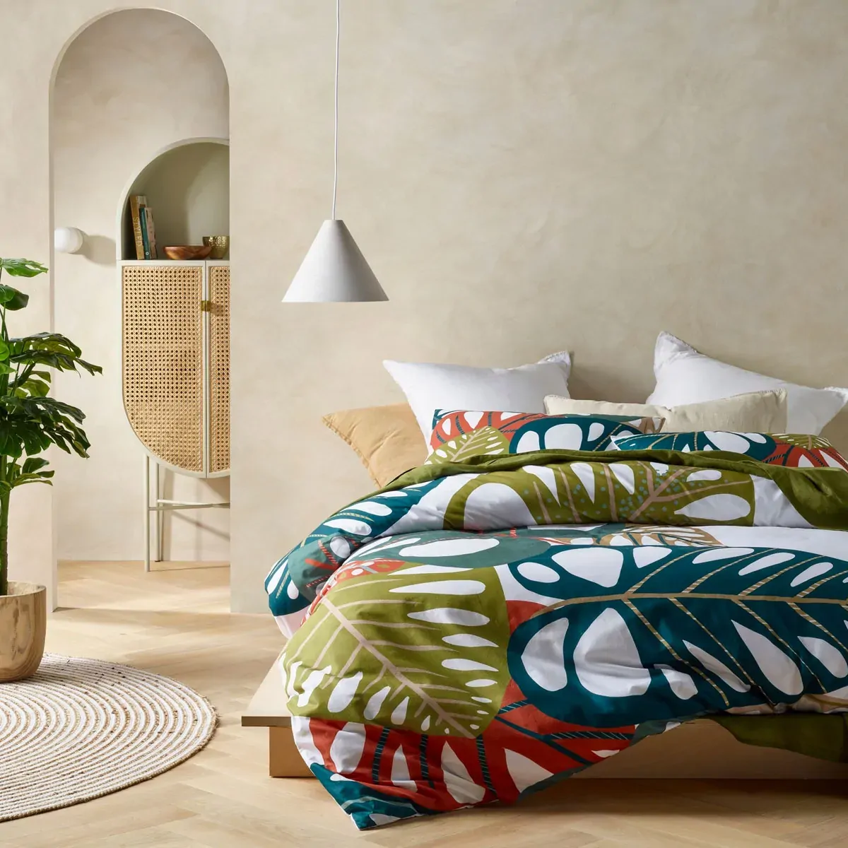 Monstera Digital Printed Cotton Quilt Cover Set King Monstera Digital Printed Cotton Quilt Cover Set King