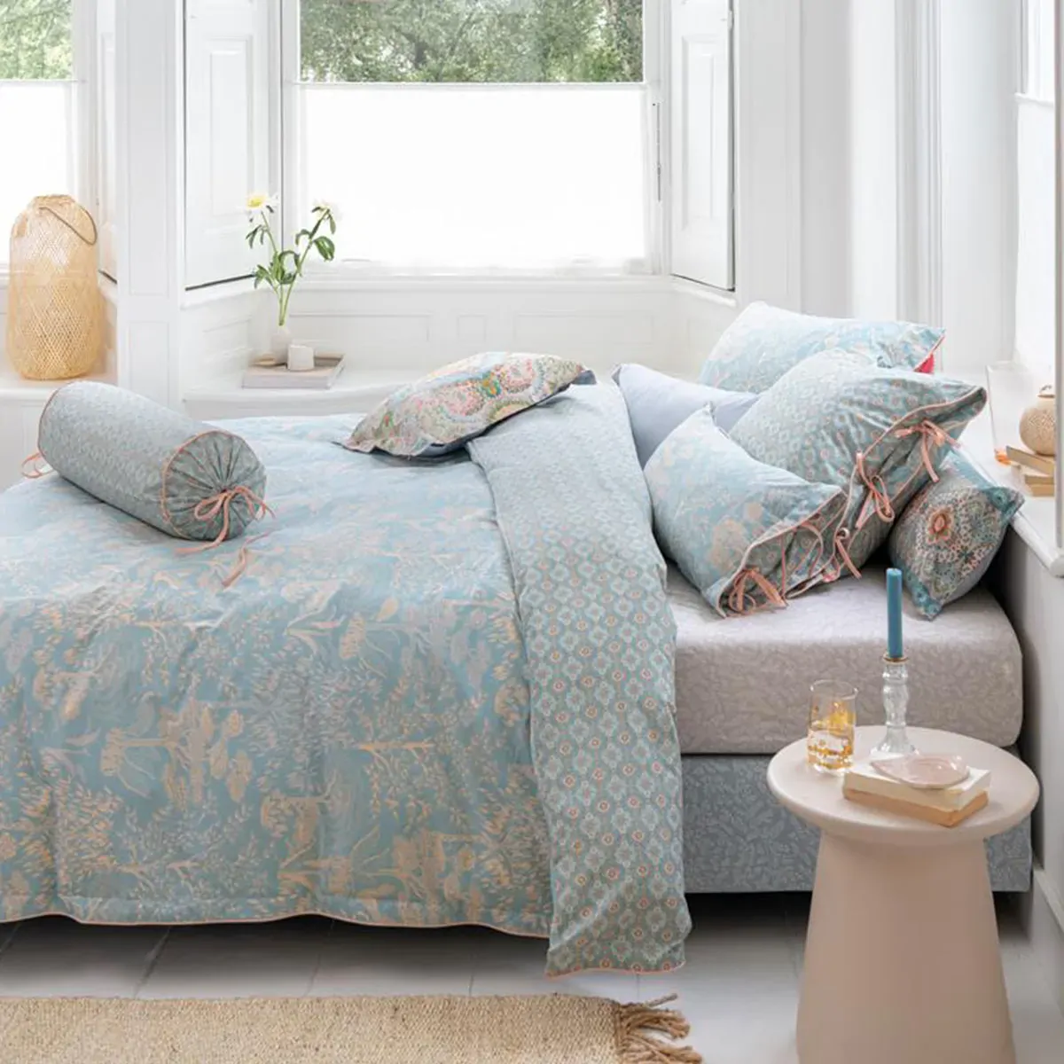 Origami Tree Light Blue Quilt Cover Set King Origami Tree Light Blue Quilt Cover Set King