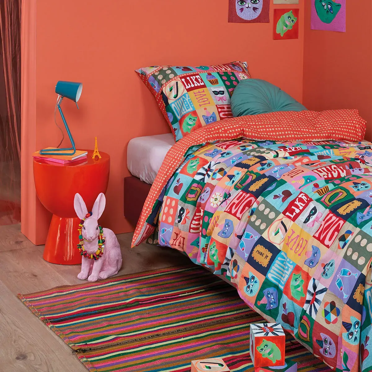 Oilily Party Blocks Cotton Quilt Cover Set Single Oilily Party Blocks Cotton Quilt Cover Set Single