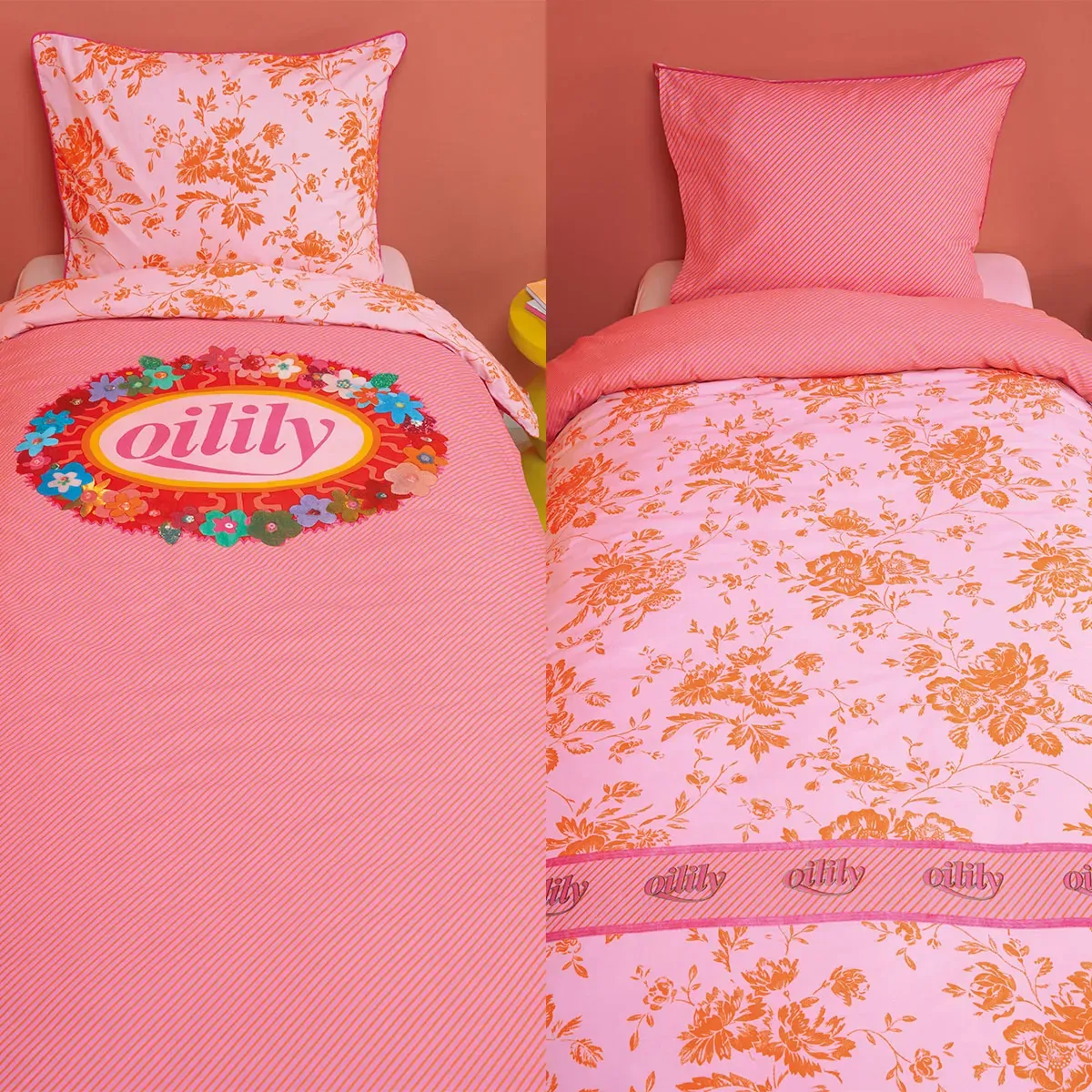 Oilily Prom Flowers Pink Cotton Quilt Cover Set Single Oilily Prom Flowers Pink Cotton Quilt Cover Set Single