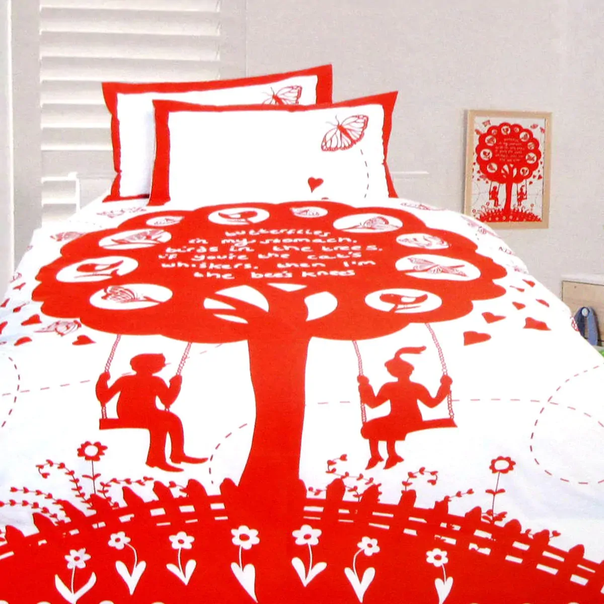 Happy Kids The Bees Knees Red Quilt Cover Set Single Happy Kids The Bees Knees Red Quilt Cover Set Single