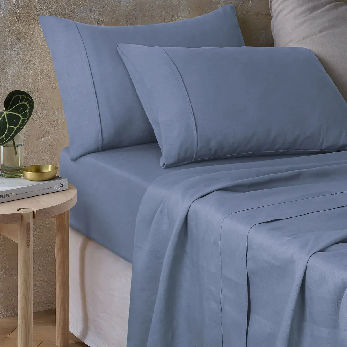Vintage Design Homewares Sky Blue 100% Hemp Sheet Set King Vintage Design Homewares Sky Blue 100% Hemp Sheet Set King