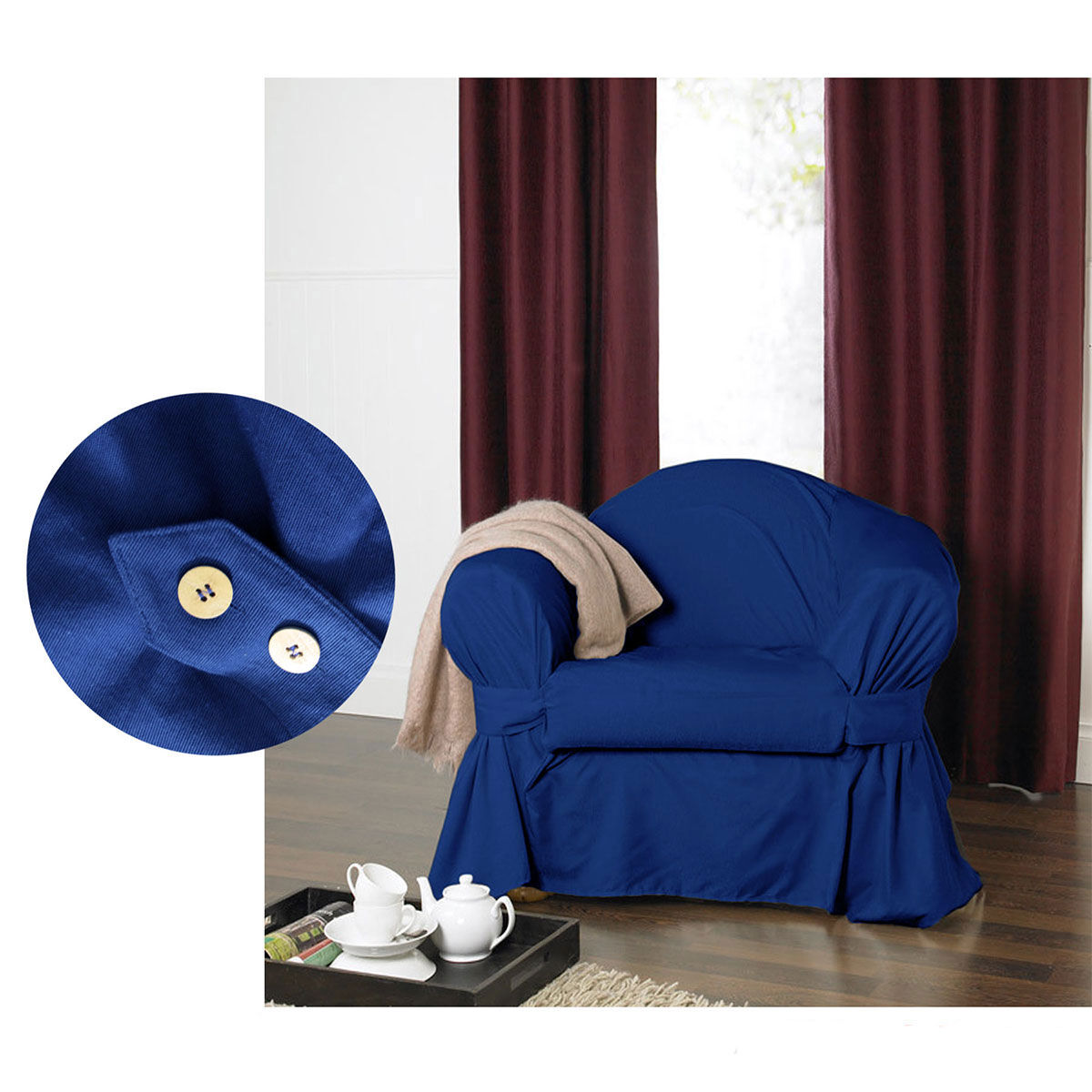 IDC Homewares Cotton Sofa Cover Navy (also known as Pacific Blue) 1 Seater 54 x 245 cm IDC Homewares Cotton Sofa Cover Navy (also known as Pacific Blue) 1 Seater 54 x 245 cm