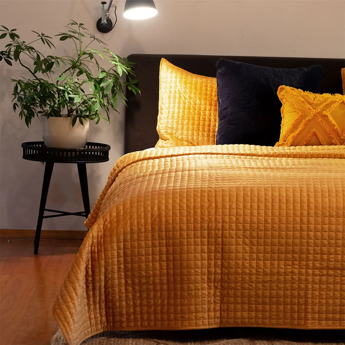 J.Elliot Home Adela Mustard Velvet Quilted Coverlet Set Queen/King J.Elliot Home Adela Mustard Velvet Quilted Coverlet Set Queen/King