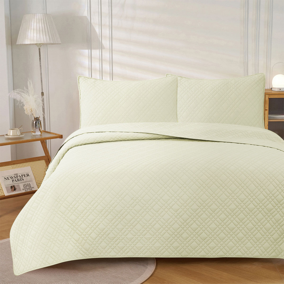 Jane Barrington Morris Beige Ultrasonic Embossed Lightly Quilted Reversible Coverlet Set Queen Jane Barrington Morris Beige Ultrasonic Embossed Lightly Quilted Reversible Coverlet Set Queen