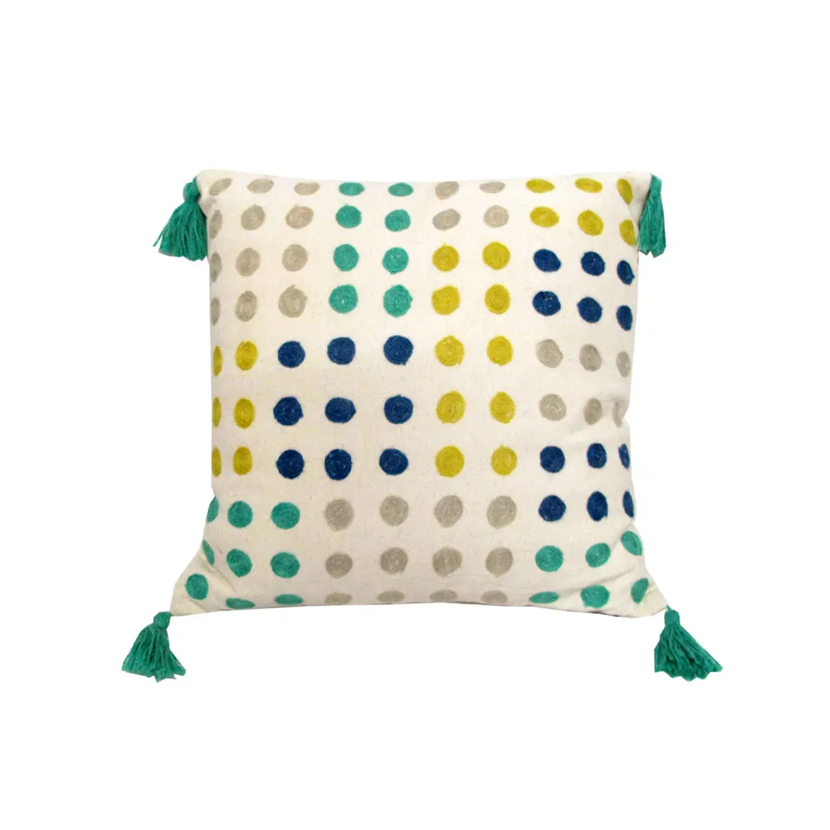 J.Elliot Home Polka Dots Tassel Blue Filled Cushion 43 x 43 cm J.Elliot Home Polka Dots Tassel Blue Filled Cushion 43 x 43 cm