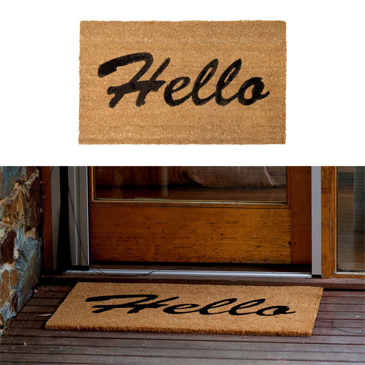 J.Elliot Home Hello PVC Backed Coir Printed Door Mat J.Elliot Home Hello PVC Backed Coir Printed Door Mat