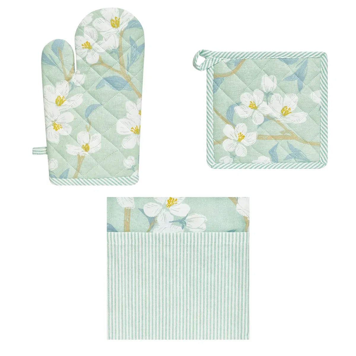 Set of 3 Renee Cotton Cover Kitchen Textile Sky Blue Set of 3 Renee Cotton Cover Kitchen Textile Sky Blue