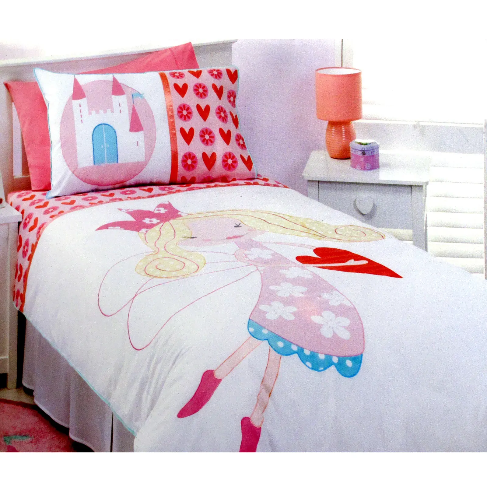 Rose Garden 250TC Love Heart Fairy Quilt Cover Set Single Rose Garden 250TC Love Heart Fairy Quilt Cover Set Single