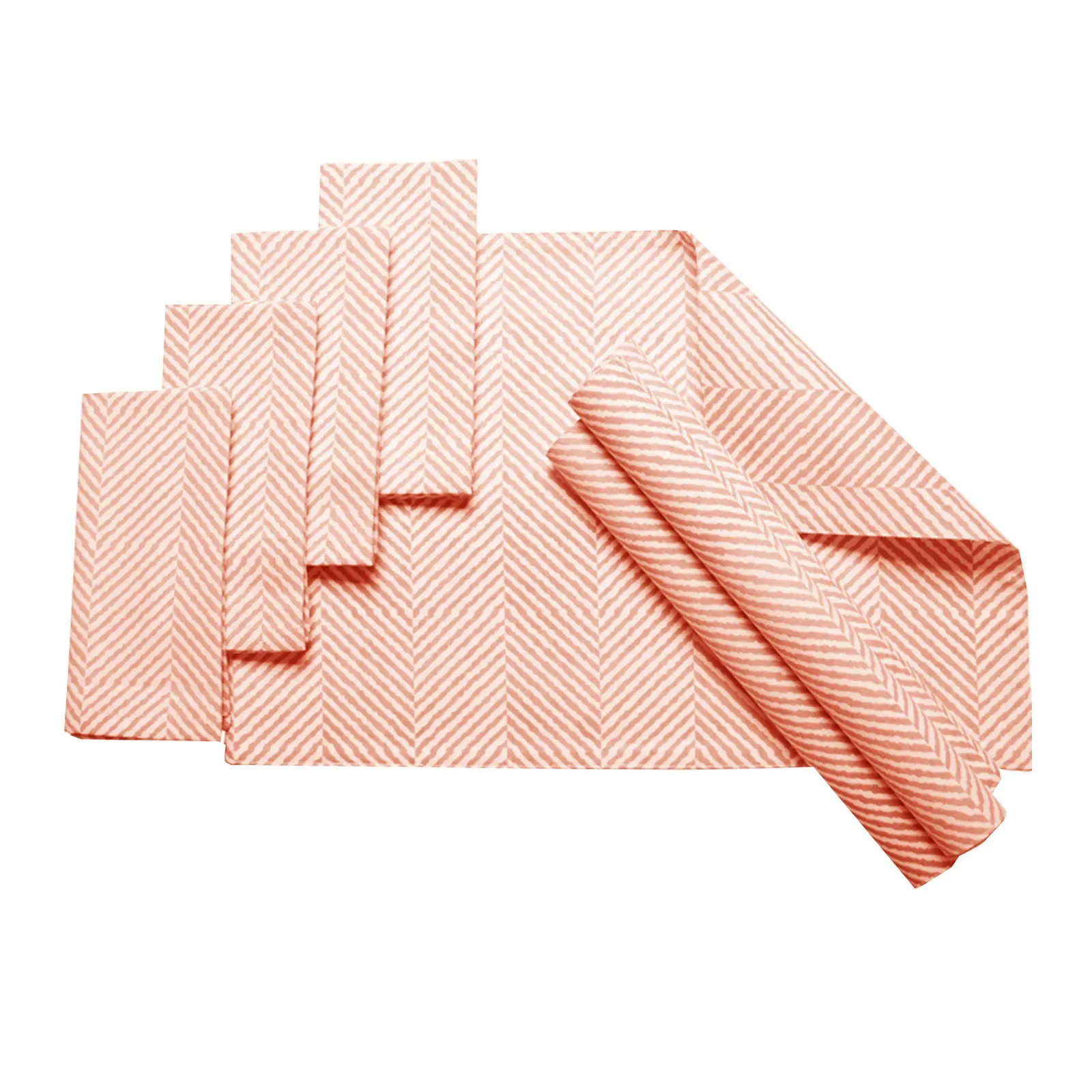 J.Elliot Home Set of 8 Cotton Napery Set Herringbone Coral J.Elliot Home Set of 8 Cotton Napery Set Herringbone Coral