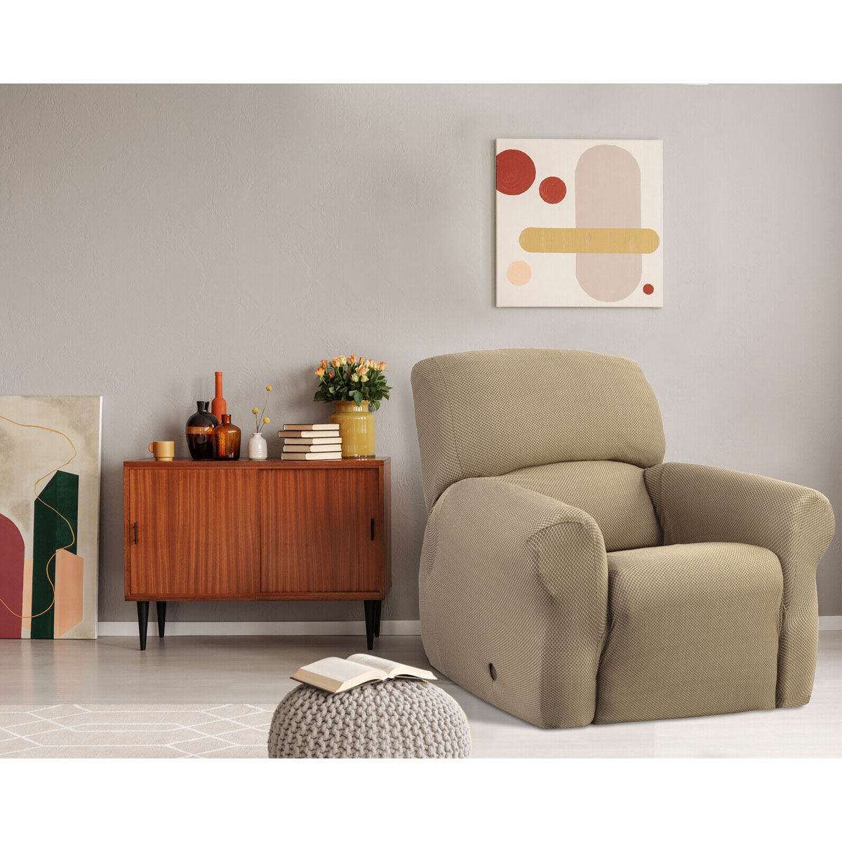 Elan Cambridge Extra-stretch Couch Cover Linen One Seater Recliner Linen Elan Cambridge Extra-stretch Couch Cover Linen One Seater Recliner Linen