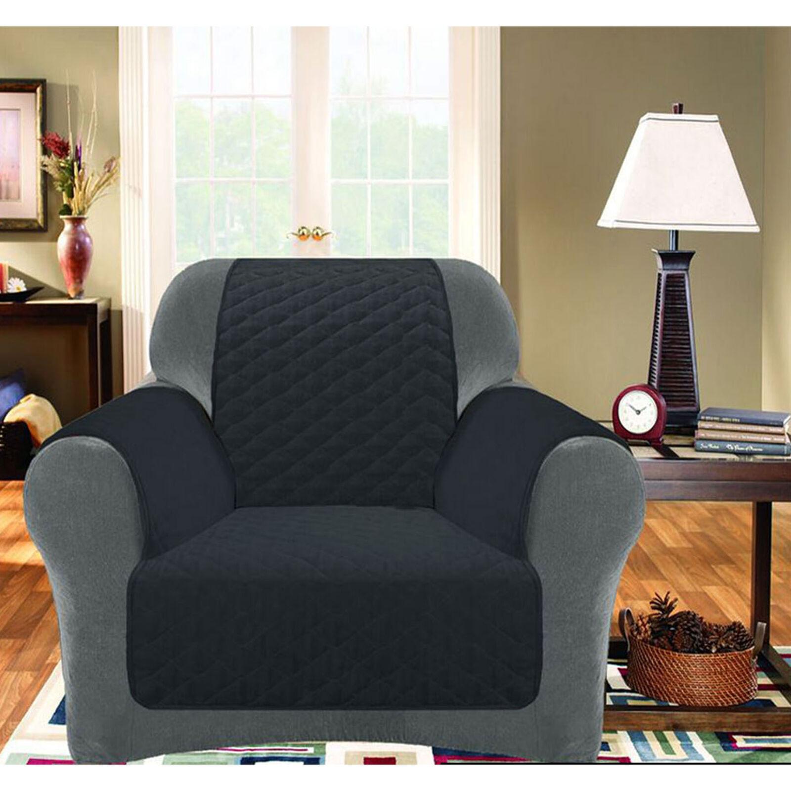 Custom Fit Sofa Cover Protector One Seater Slate Custom Fit Sofa Cover Protector One Seater Slate