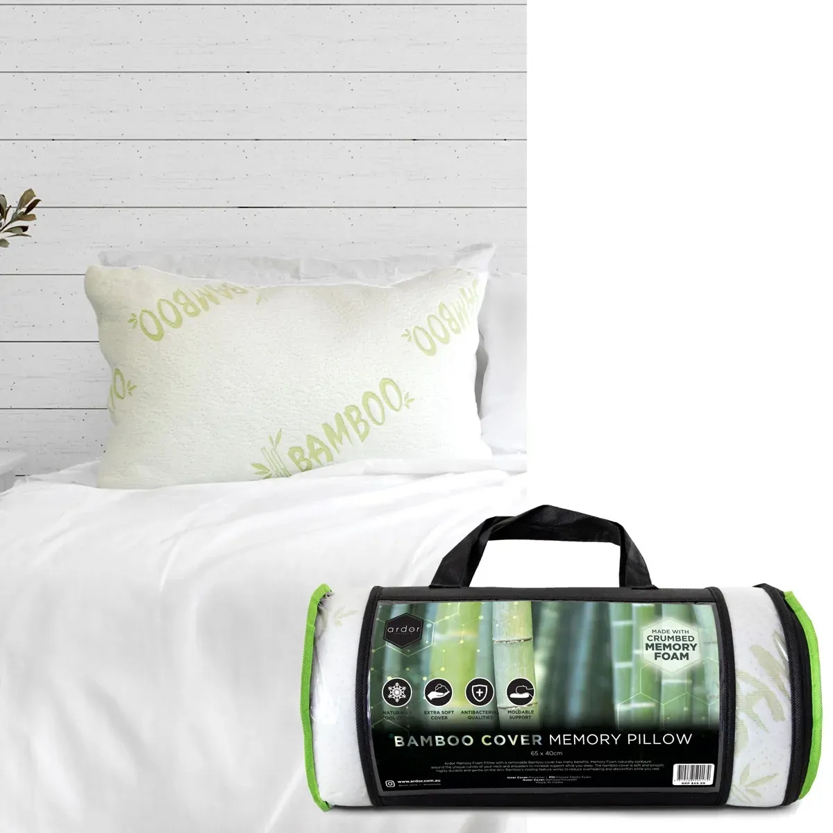 Rolled Bamboo Cover Memory Foam Pillow Rolled Bamboo Cover Memory Foam Pillow