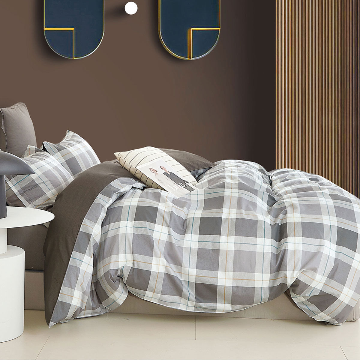 Ardor 250TC Chester Plaid Cotton Sateen Quilt Cover Set Queen Ardor 250TC Chester Plaid Cotton Sateen Quilt Cover Set Queen