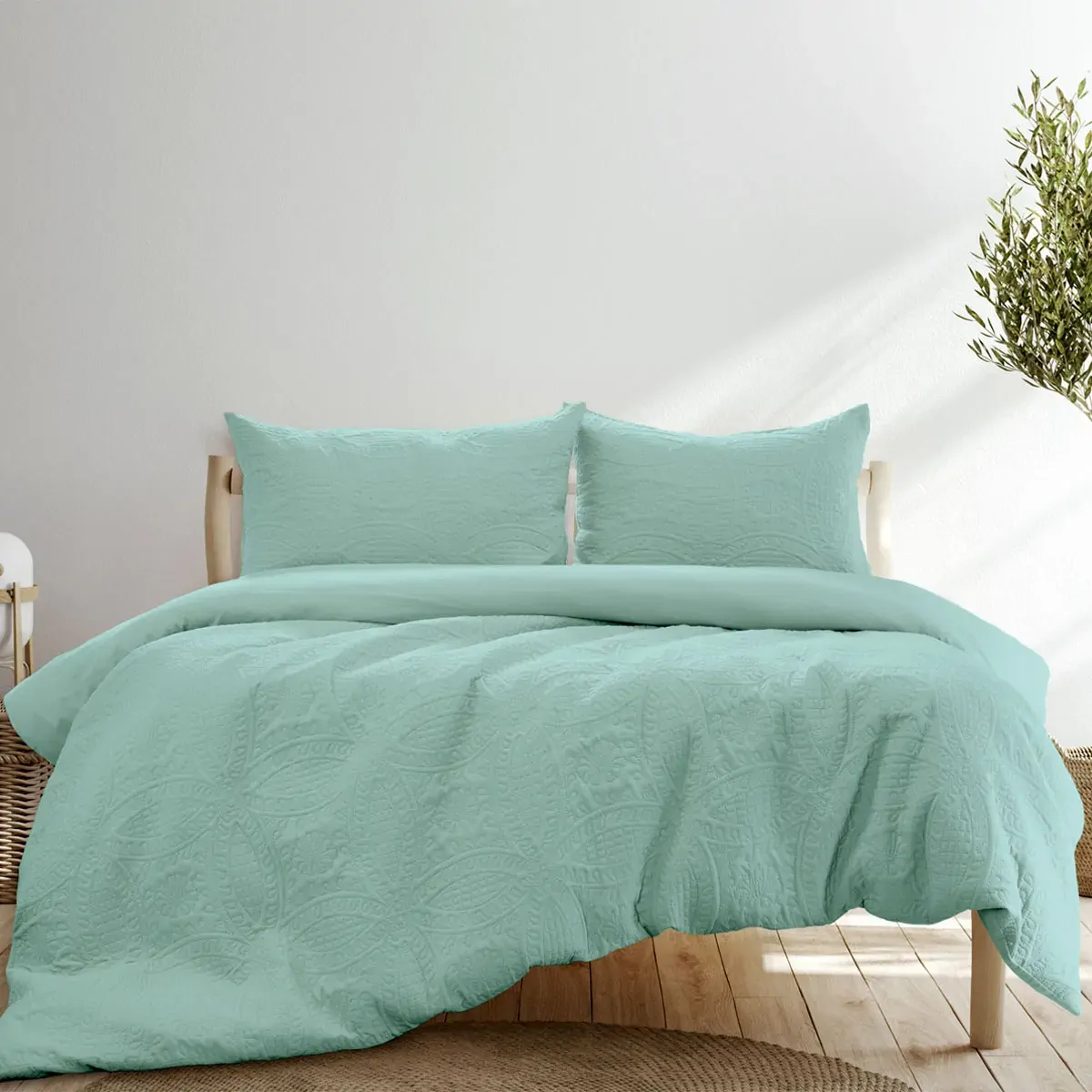 Ardor Eddison Bluestone Light Quilted Embossed Quilt Cover Set Queen Ardor Eddison Bluestone Light Quilted Embossed Quilt Cover Set Queen
