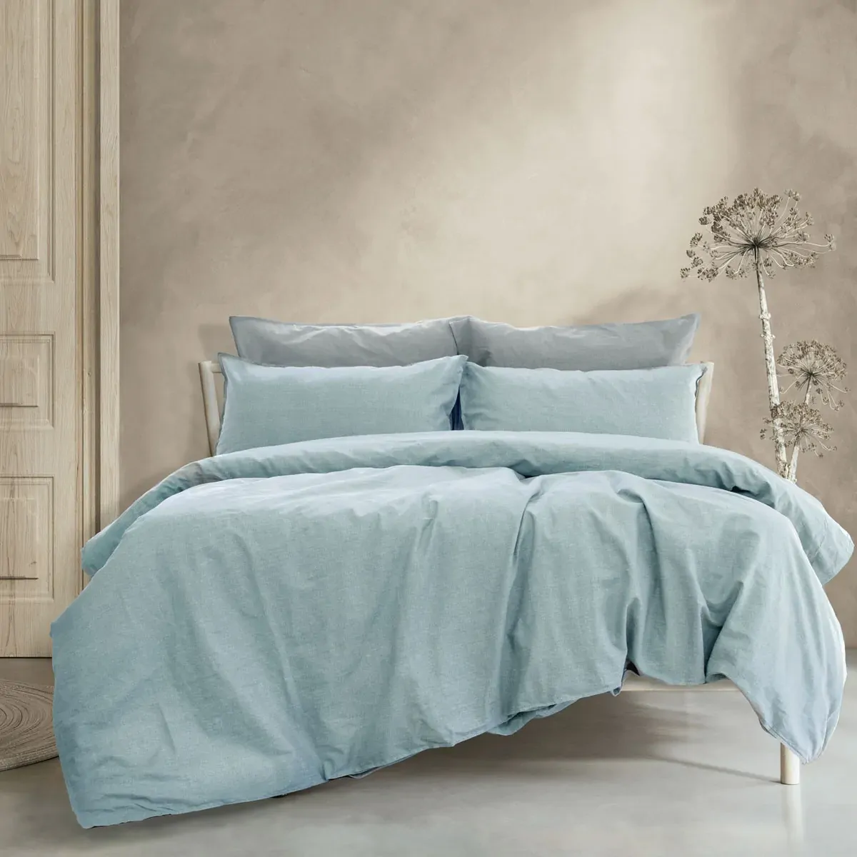 Ardor Embre Chambray Linen Look 100% Cotton Quilt Cover Set King Ardor Embre Chambray Linen Look 100% Cotton Quilt Cover Set King
