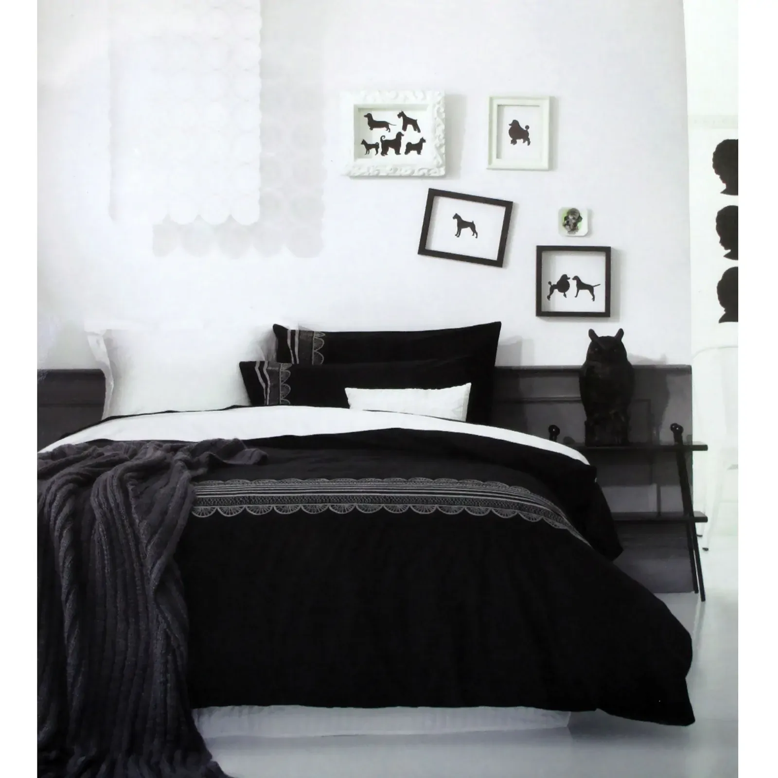 Ardor Evie Black Quilt Cover Set QUEEN Ardor Evie Black Quilt Cover Set QUEEN