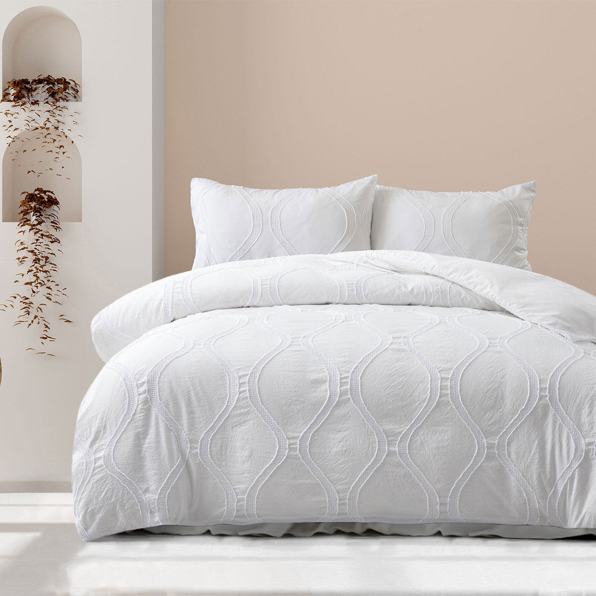 Ardor Lucy White Tufted Detail Quilt Cover Set Double Ardor Lucy White Tufted Detail Quilt Cover Set Double