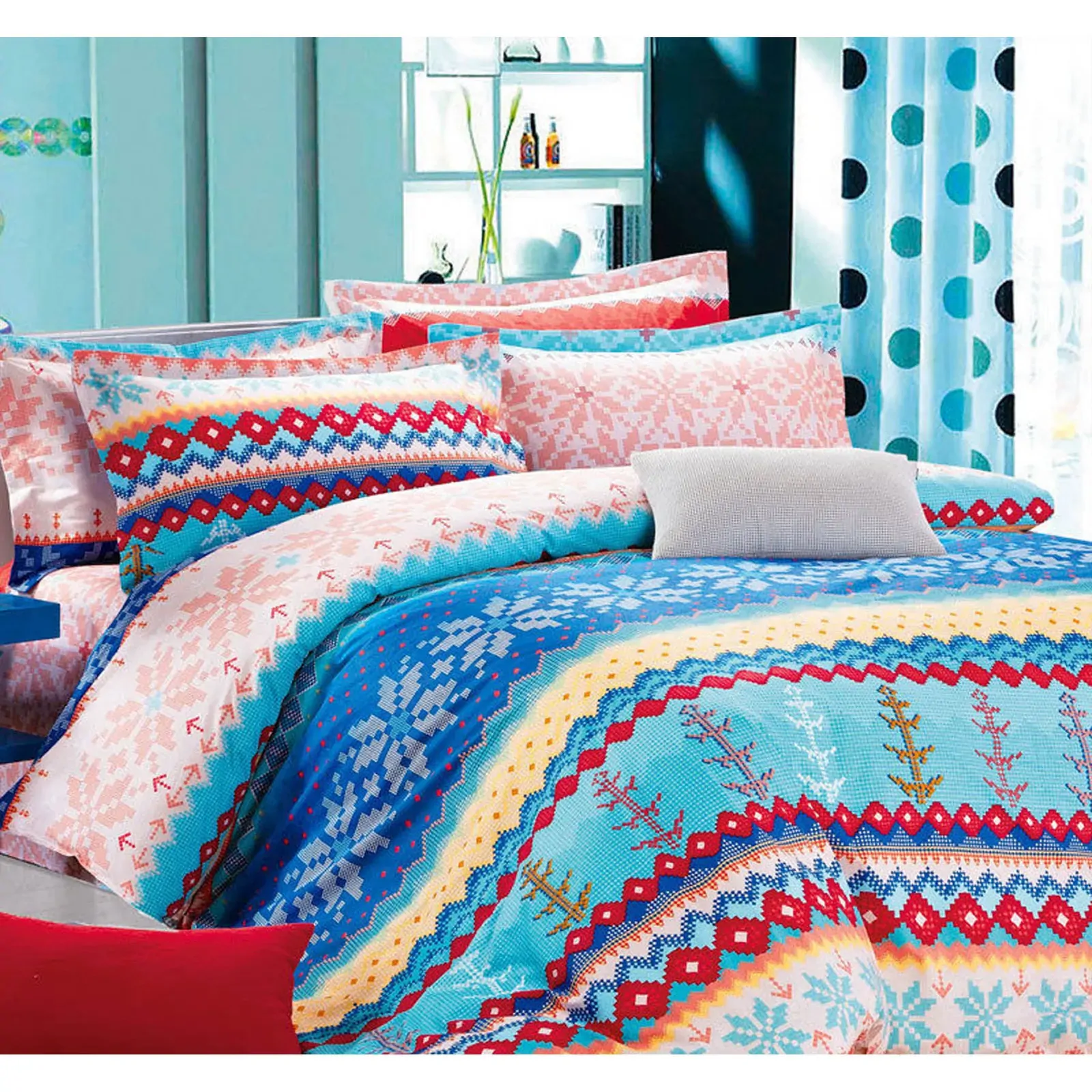 250tc Cotton Sateen Reversible Norska Quilt Cover Set KING 250tc Cotton Sateen Reversible Norska Quilt Cover Set KING