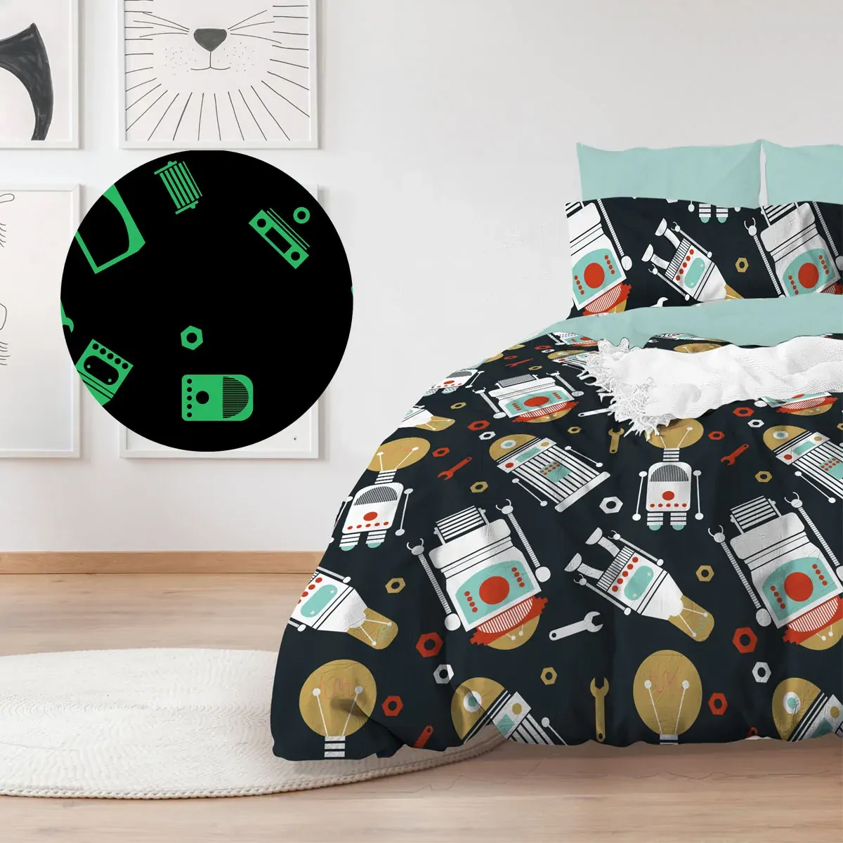 Robo Glow in Dark Quilt Cover Set Single Robo Glow in Dark Quilt Cover Set Single