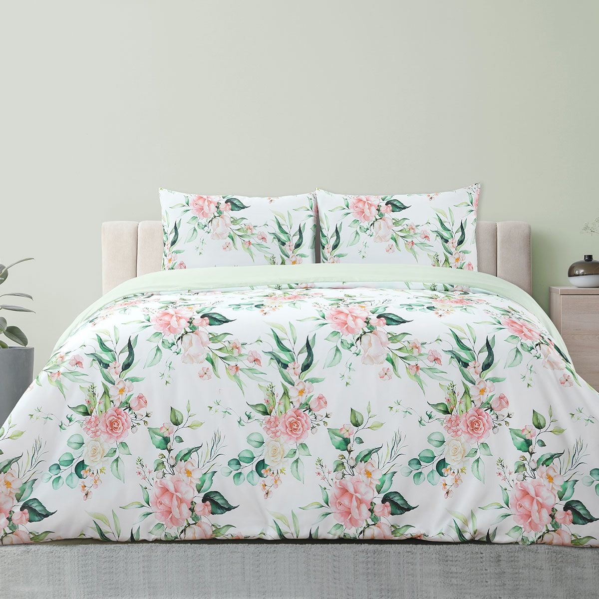 Ardor Rose Whisper Soft Sage Printed Floral Quilt Cover Set King Ardor Rose Whisper Soft Sage Printed Floral Quilt Cover Set King