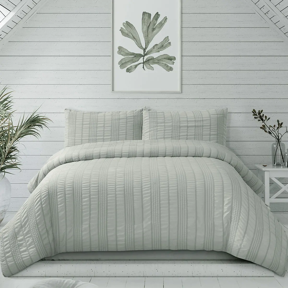 Ardor Sommer Coastal Grey Seersucker Stripe Quilt Cover Set King Ardor Sommer Coastal Grey Seersucker Stripe Quilt Cover Set King